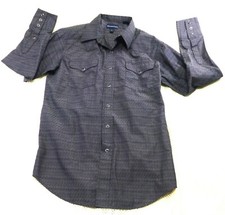Panhandle Slim Mens Western Shirt Medium Gray Striped Pearl Snap Buttons Cotton
