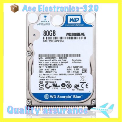 Western Digital WD800BEVE 80GB 5400RPM PATA IDE 2.5'' Laptop HDD Hard Disk Drive