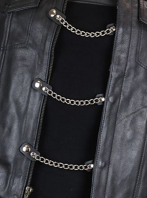 Prolunga Per Gilet In Pelle – Catena Singola Con Bottoni A Scatto, Biker MC (regolabile, Nero) - 6