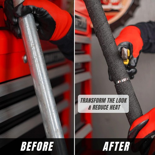 Rollo de envoltura térmica de escape de 2" x 16 pies para motocicleta fibra de vidrio con lazos de acero inoxidable - Imagen 6 de 19