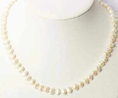 Perlenkette Halskette Verschluss 14 Karat 585 Gold Gelbgold Barockperlen 44,5 cm - Bild 1 von 4