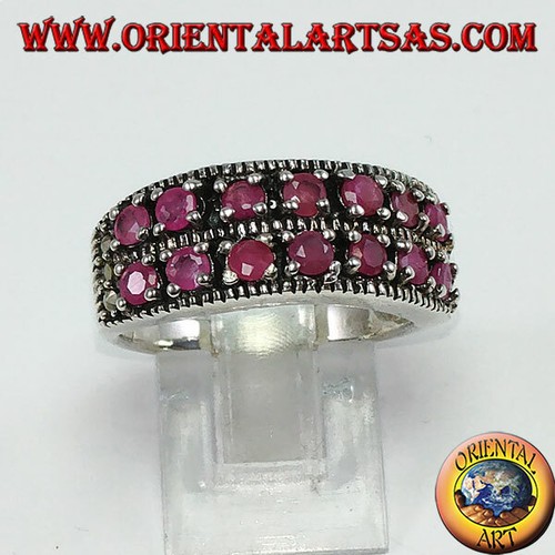 Bague Argent 925 Rubis Créé En Laboratoire 5.2 Carats - Taille 9 (Fait Main, Inde)
