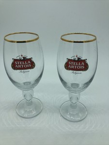 Stella Artois Gold Rimmed Chalice Beer Glasses Brand New Set Of Two Ebay