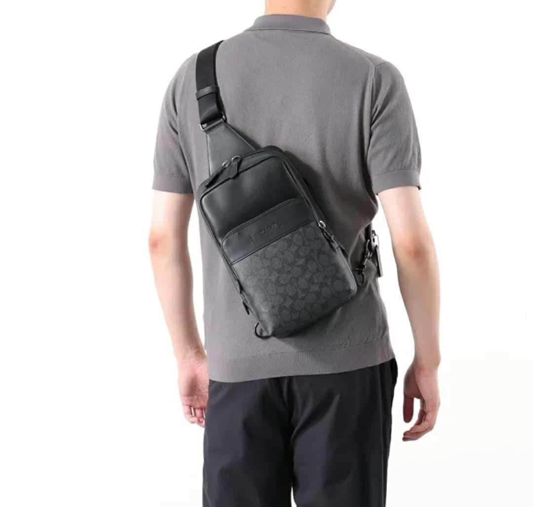 Coach Gotham Pack Sling Camo Mens Blue Leather Small Coach Gotham Pack Sling Camo Mens Blue Leather Small