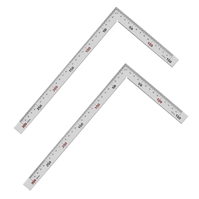 HUNDREDWEAT 2 Stück 90 Grad Lineal Edelstahl L-Förmiges Winkellineal Metall Quadratisches Li