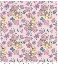 100 Cotton Disney Princess Fabric Tangled Rapunzel Floral sold by 1/2 yard
