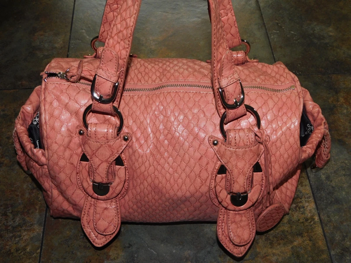 JESSICA SIMPSON SHOULDER BAG IN REPTILE EMBOSSED PINK FAUX LEATHER WITH  HANG TAG