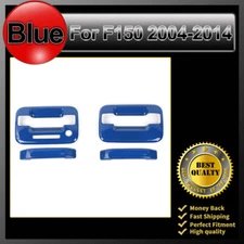 2pcs Exterior Door Handle No PSG Keyhole Cover Trim Blue 2004-2014 For Ford F150