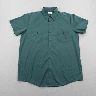 Vintage Oshkosh B gosh Shirt Mens Large Green Button Up Double Pocket Work 70s