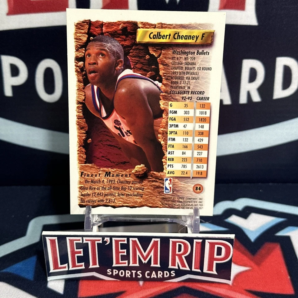 Calbert Cheaney 1993-94 Topps Finest Refractor #84 Bullets First Year Refractors - Image 2 of 3