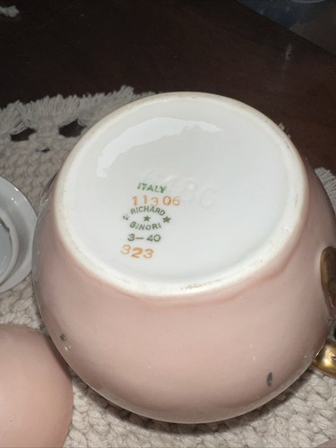 RARE VINTAGE RICHARD GINORI TEA Demitasse SET Pink Gold Creamer Sugar Teapot B5 - Picture 12 of 16