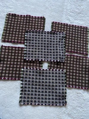 Vintage walisische Wolle Gobelin Tischsets x 6 Retro Heritage Rückseite