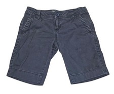 Aeropostale Womens Shorts Size 1/2 Dark Navy Blue Chino Bermudas Cuffed Stretch