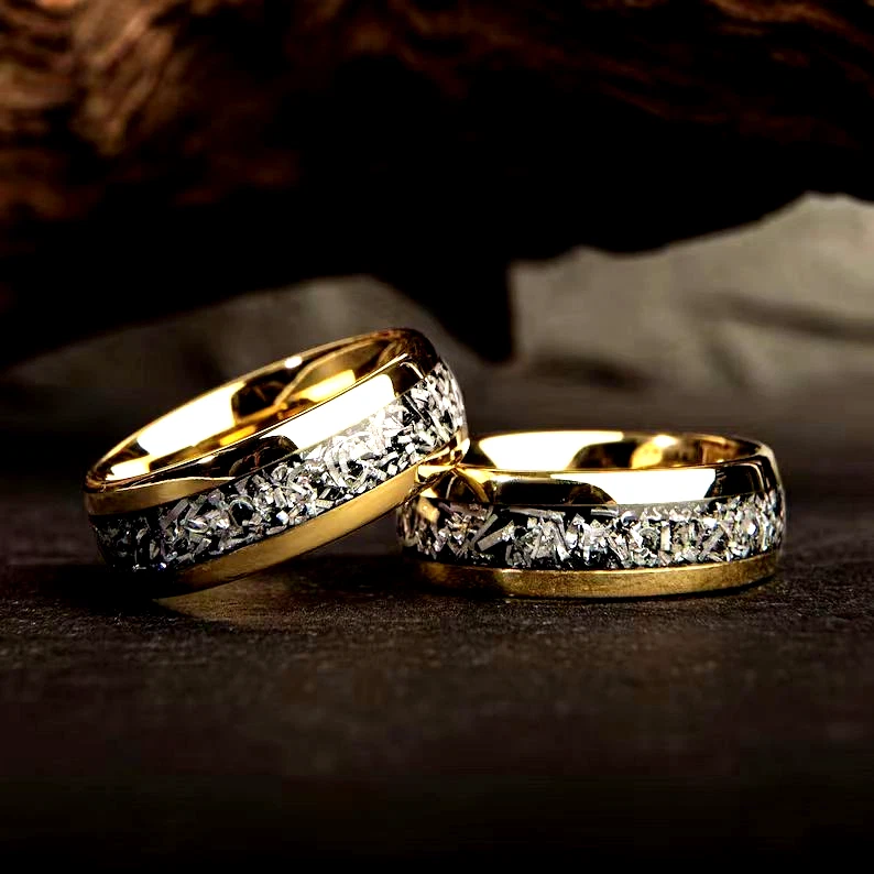 Men's 18K Gold Plated Tungsten Carbide Ring Comfort Fit 8mm Wedding Band Jewelry - Image 2 of 4