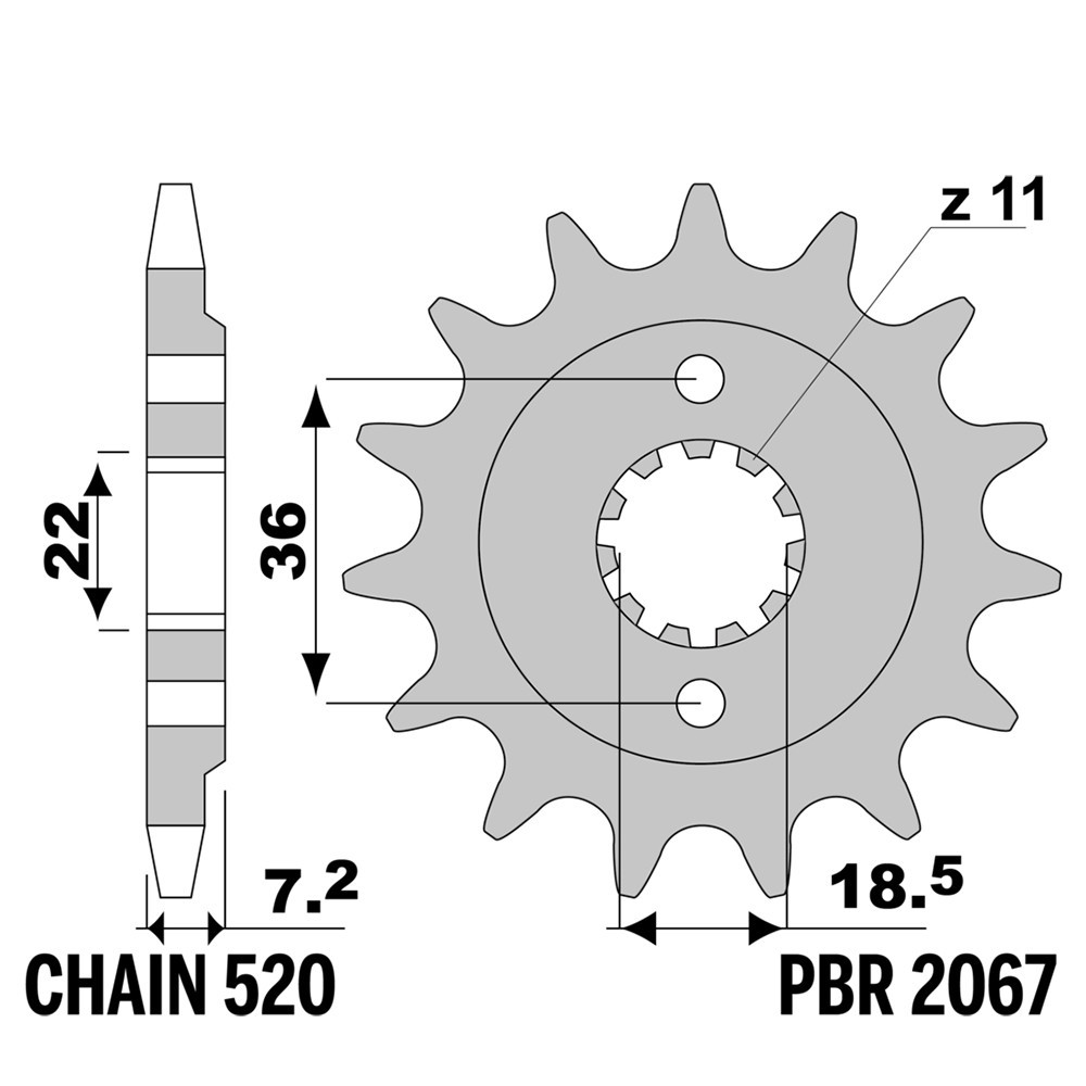 Pignon avant moto pas 520 14 Dents compatible Honda CBF300N 300cc 2021-2022