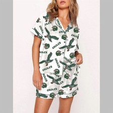 Women8217s Eagles Football Print Pajama Set
