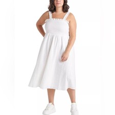 BLACK TAPE Trendy Plus Size Cotton Eyelet Midi Dress
