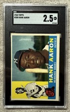 1960 Topps Hank Aaron #300 SGC 2.5 Good HOF Vintage Braves See Photos