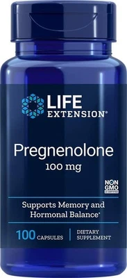 LIFE EXTENSION PREGNENOLONE Memoria y Hormonas 100mg 100 Cápsulas SUPER PRECIO
