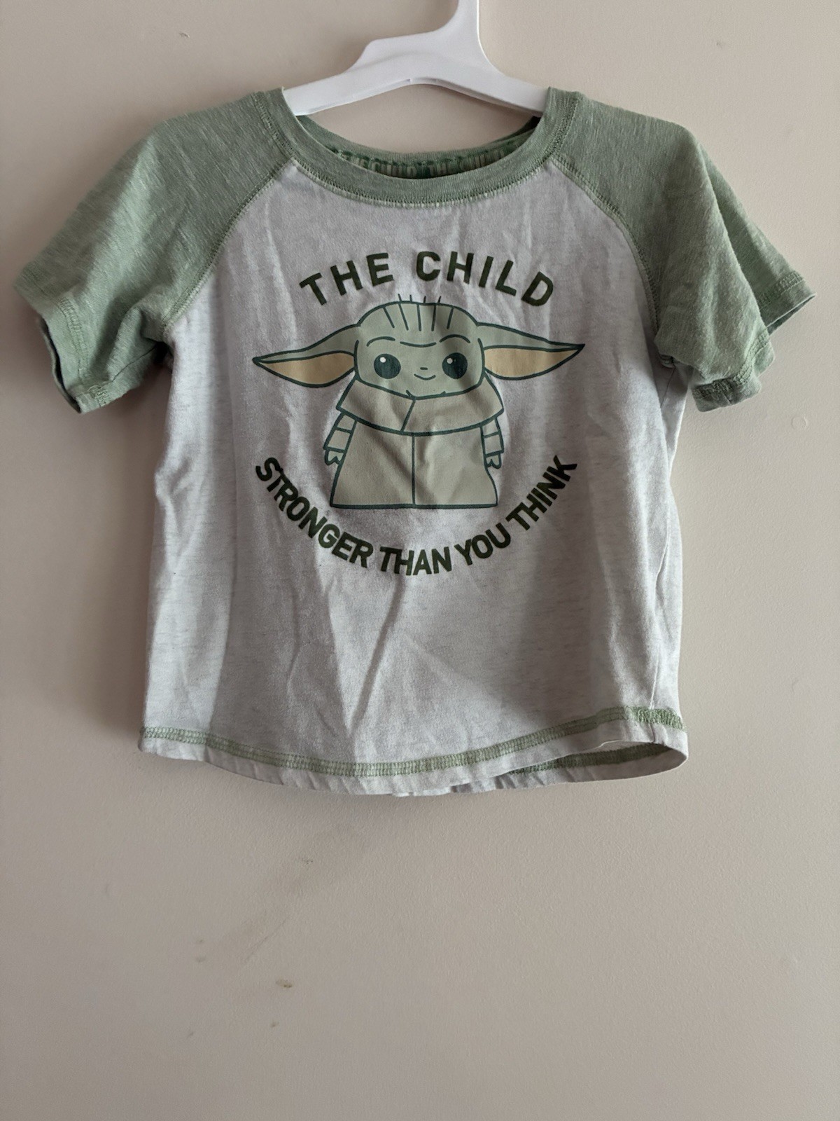 Star Wars Toddler Boy The Child Cotton Blend Raglan Short Sleeve Shirt Oatmeal 5