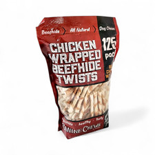 Canine Chews Chicken-Wrapped Rawhide Treat Chews for Dogs, 125 Count