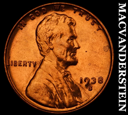 1938-S Lincoln Wheat Cent-Choice Gem BU Red Lustrous No Reserve #i4432