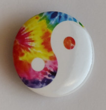 Tie Dye Print Yin Yang Small Badge Button Pin