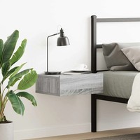 Nachttisch Haengend Grau Sonoma Eiche 40X30X15 Cm Wandregal Holzwerkstoff