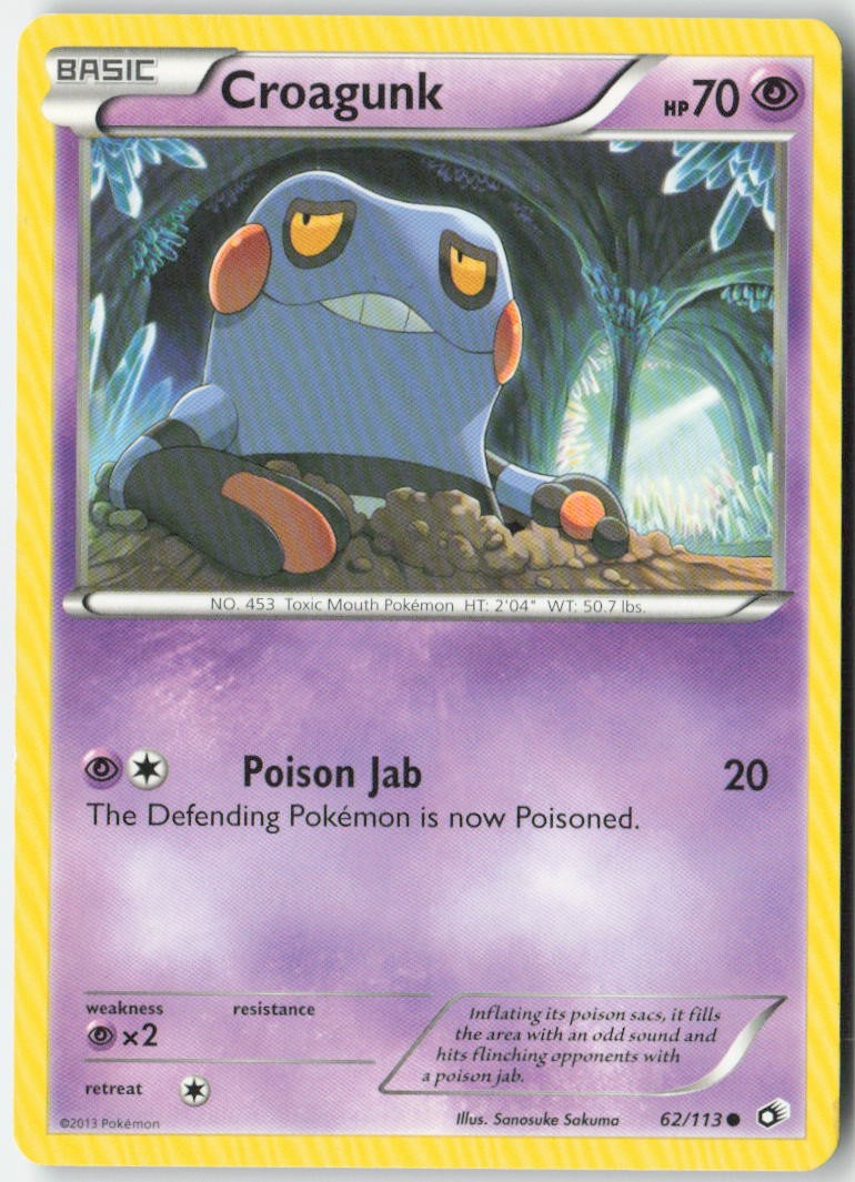 Croagunk 62/113 Common Legendary Treasures Pokemon Moderately Played