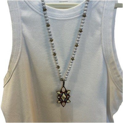 Multicolor Glass Beaded Pendant Charm Necklace Ball/Bead Chain Lobster Clasp