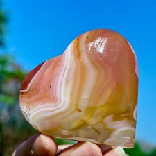 110G Natural Red Orange Sardonyx Agate Heart-shaped Crystal Gem Mineral