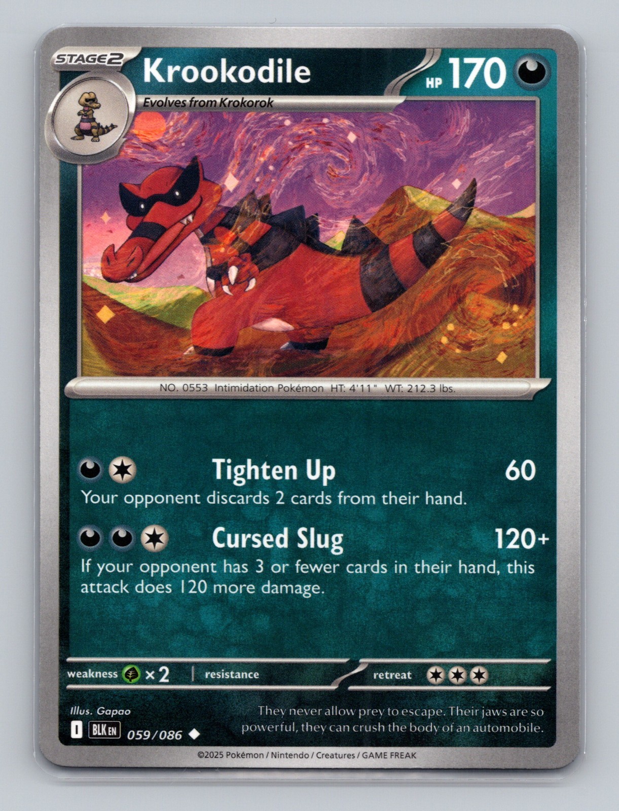 Krookodile 059/086 Uncommon Black Bolt BLK  Pokemon Scarlet  & Violet TCG