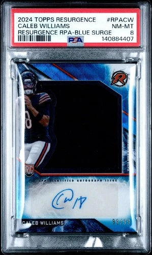2024 Resurgence Caleb Williams BLUE SURGE Rookie RC Patch Auto #'D 99/99 PSA 8