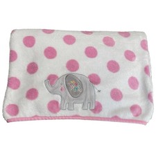 Garanimals Baby Blanket Plush Pink White Polka Dot Gray Elephant Embroidery
