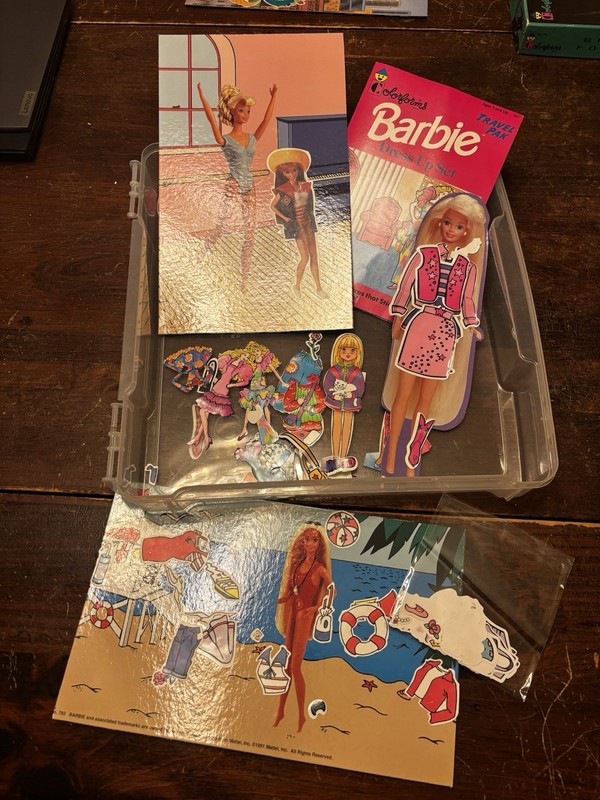 Large Vintage Lot Barbie Colorforms 1989 Travel Pack 1991 Beach 1995 Studio
