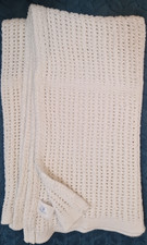 Mothercare White Vintage Pram Blanket Cotton Cellular 2094661 Made GB Used