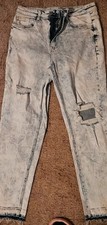 BAYEAS Women s Skinny Jeans Blue Denim Acid Wash Distressed 5-Pocket Cotton