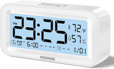 Night Light Digital Alarm Clock Battery Operated with Indoor Temperature Humidit