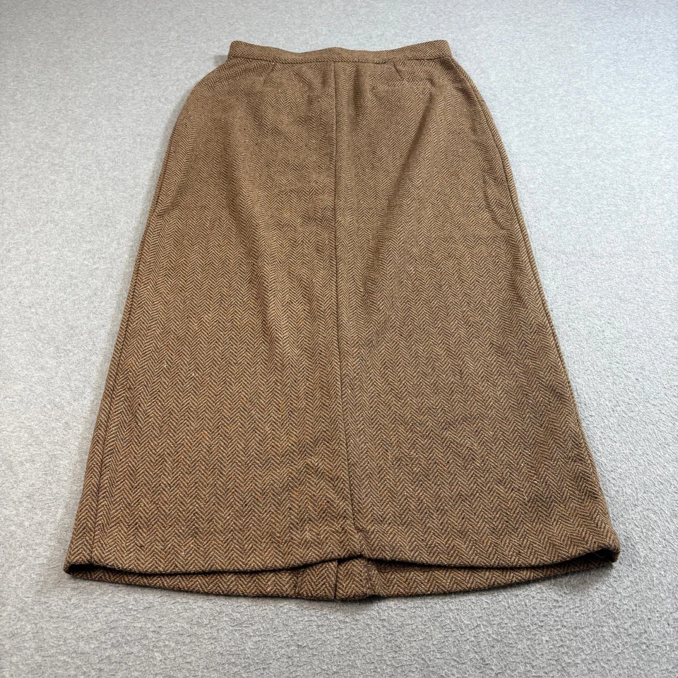 Falda Vintage Antigua Azul Marino Mujer Mediana Marrón Espiga Mezcla Lana Maxi Heritage Foto 2 de 4