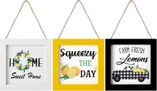 Blulu 3 Pieces Summer Lemon Wood Sign Kitchen as the picture displayed 