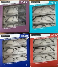 Foster Grant 3 pack Readers And 1 Case Metal Reading Glasses. YOU PICK. **E**