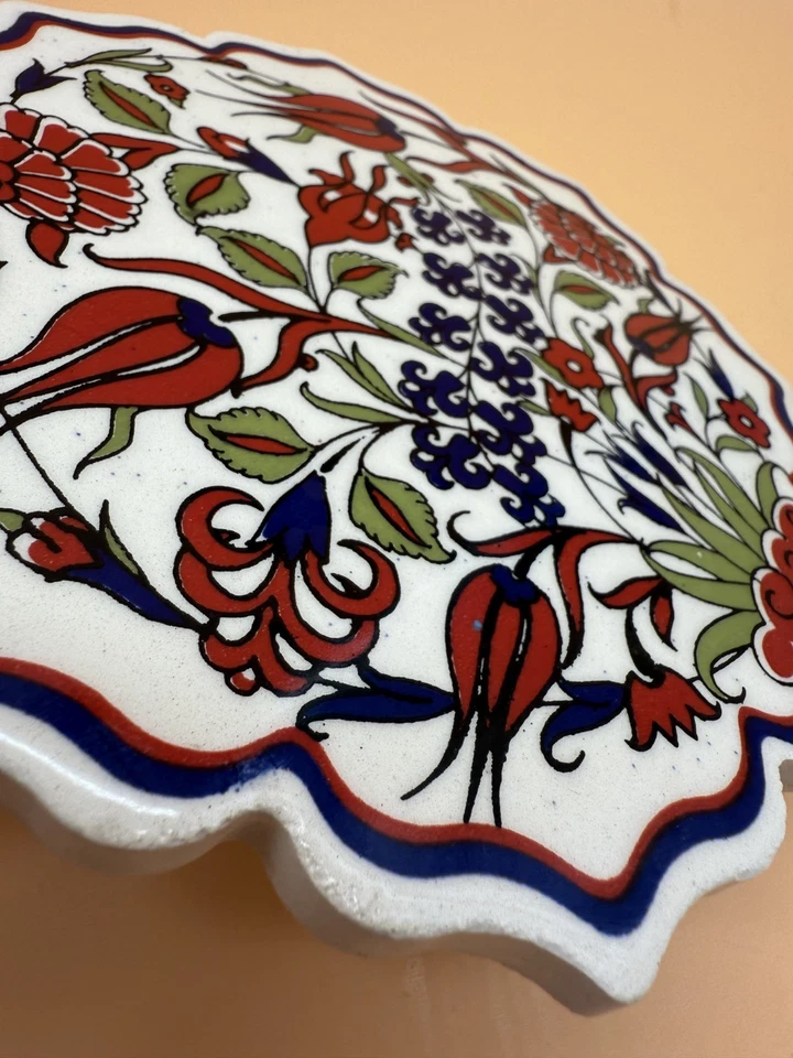 Traditional Iznik Ceramic Art Made in Turkey Hot Plate Trivet 7" - Image 3 of 4