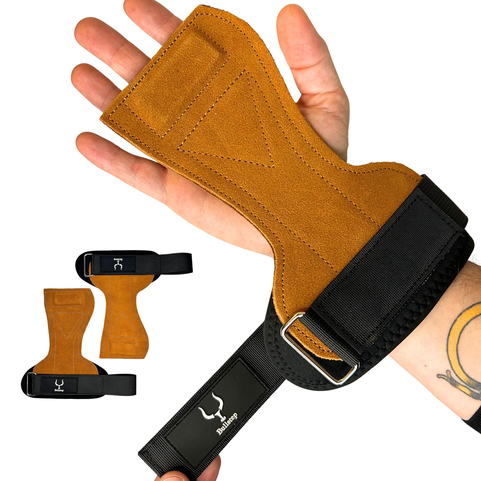 Manique gym pour haltérophilie et crossfit en cuir avec sangle de poignet homme