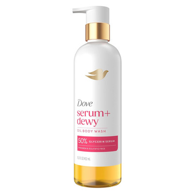 Dove Serum+ Shower Oil Body Wash with Coconut & Geranium Oil, Dewy Hydrating Cle
