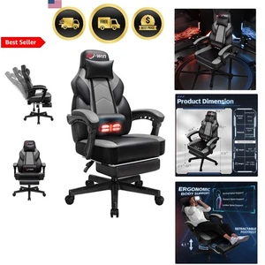 Gaming Chair for Adults Computer Chair with Footrest High Back Ergonomic Grey