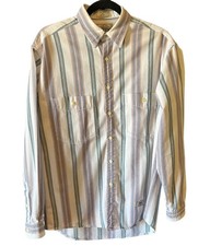 Vintage 1960s Levis Striped Button-Up Shirt Medium 100 Cotton Multicolor LS USA