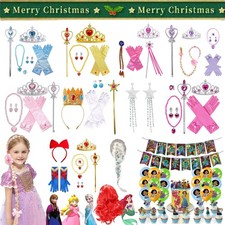 Elsa Anna Princess Dress Up Accessories Set Crown Wand Gloves Necklace Earrings