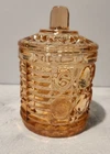 Vtg Windsor Pink Depression Glass  Block Jelly Jam Jar w/ Lid or Sugar Dish