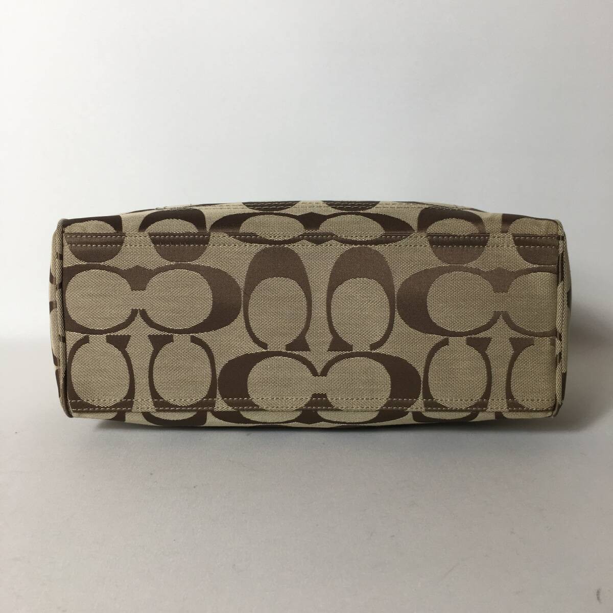 COACH Signature Handbag Canvas Leather Yellow Shoulder Bag thumbnail 5