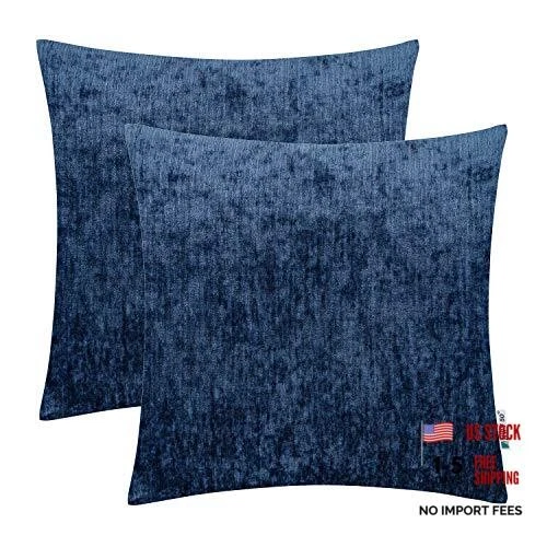 Dark Throw Pillows Covers for Couch Sofa Living Room Bed, 18x18 inch Navy Blue